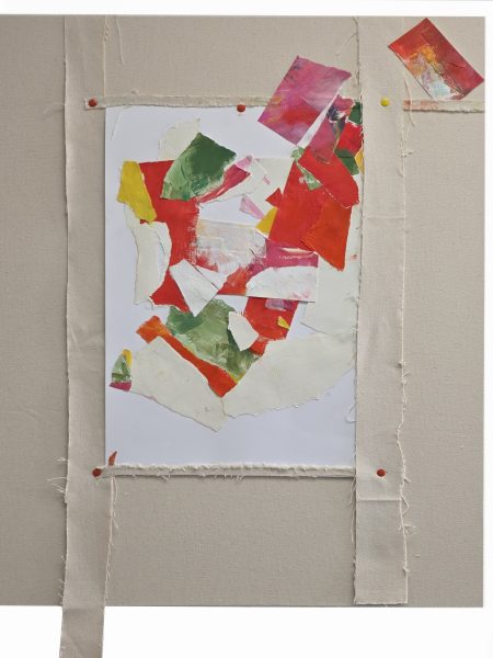 Richard Diebenkorn's Garden - Mixed media collage on raw cotton canvas stretched on basswood - 30x24x1.5 in. - 2026
