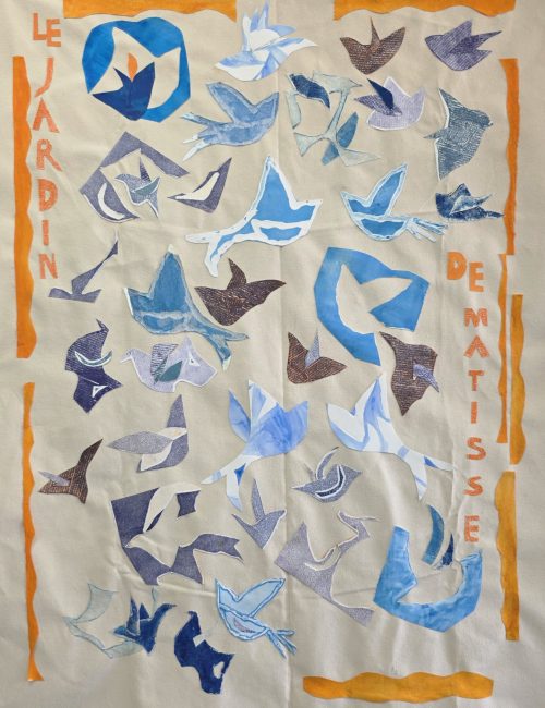 "Matisse's Garden #2" - Mixed Media Collage on raw canvas - 48x36 in. - 2026
