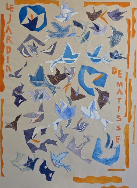 "Matisse's Garden #2" - Mixed Media Collage on raw canvas - 48x36 in. - 2026